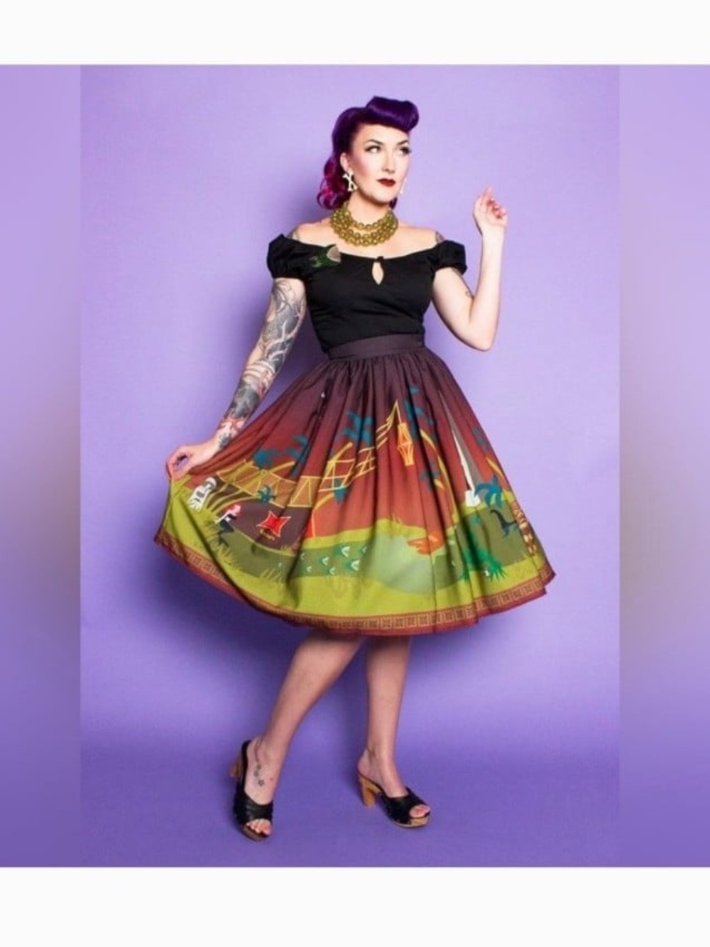Oblong Box Shop Tiki  Swing Skirt